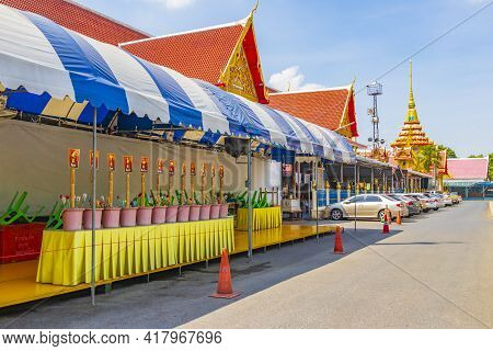 Colorful Wat Don Mueang Phra Arramluang Buddhist Temple Bangkok Thailand.