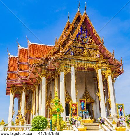 Colorful Wat Don Mueang Phra Arramluang Buddhist Temple Bangkok Thailand.