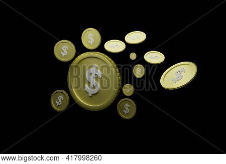 Abstract Floating Us Dollar Coin Black Background Isolated
Concept Of Currency Analysis From Economi