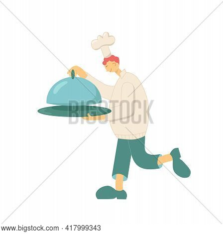 Cook Chef With Hat, Uniform From Professional Kitchen Restaurant. Funny Character Vector Stock Illus