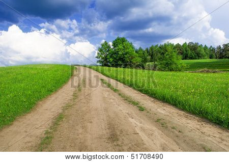 Road through a field