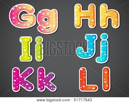 Illustration of the colorful letters of the alphabet on a gray background