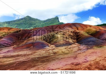 Main sight of Mauritius- Chamarel- seven color lands.