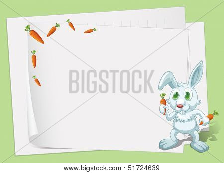 Illustration of the empty papers with a bunny and carrots