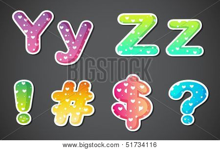 Illustration of the different kind of symbols on a gray background