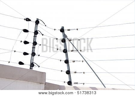 Isolated Electric Fence Installaton On Boundary Wall
