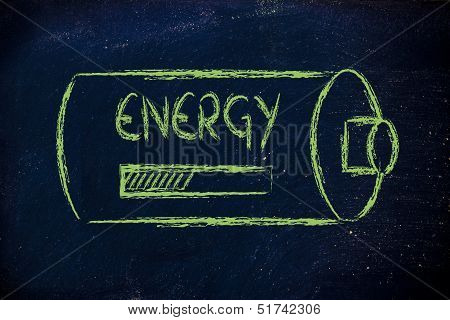 Battery With Energy Progress Bar Loading