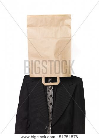 Man with a paper-bag over his head