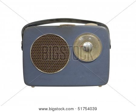 Worn vintage radio isolated towards white background