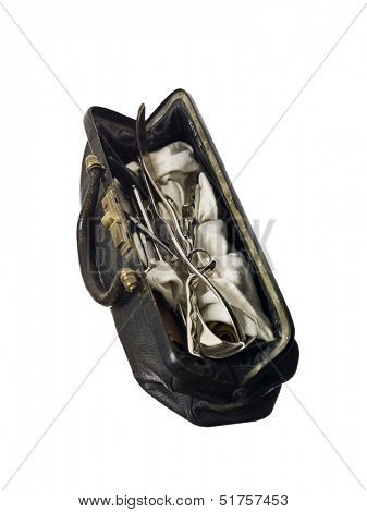 Retro doctor bag isolated on a white background