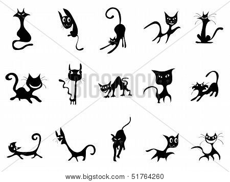 Cartoon Black Cat Silhouettes