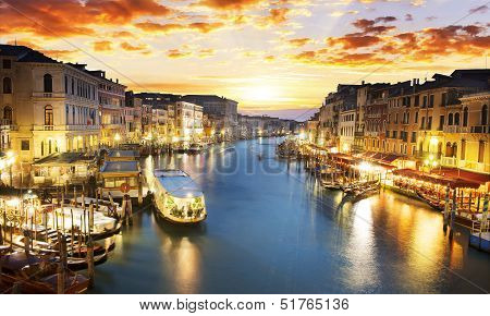 Grand Canal At Night, Venice