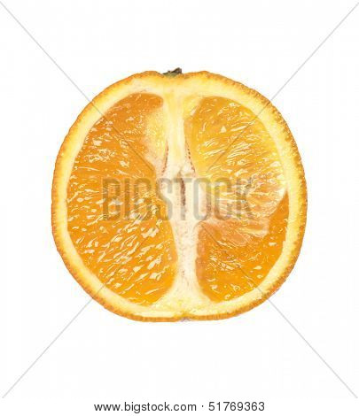 Orange cut in half isolated on white background
