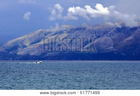 view to Albania from Corfu