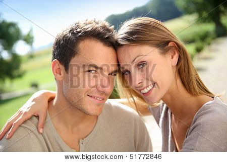 Sweet couple enjoying week-end in countryside