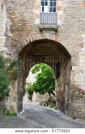 Old port in French village Cordes sur Ciel