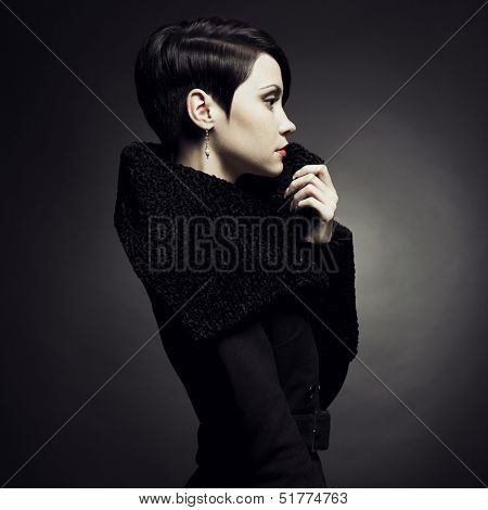 Portrait of a beautiful lady in an elegant coat