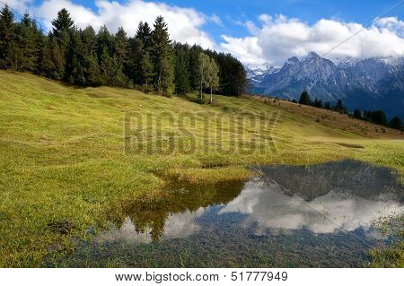 High Alps And Blue Sky Reflected In Wild Lake