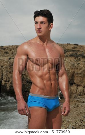 Male Model On The Beach