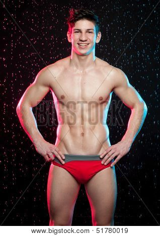 Male Model In Aqua Studio
