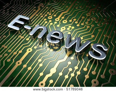 News concept: E-news on circuit board background