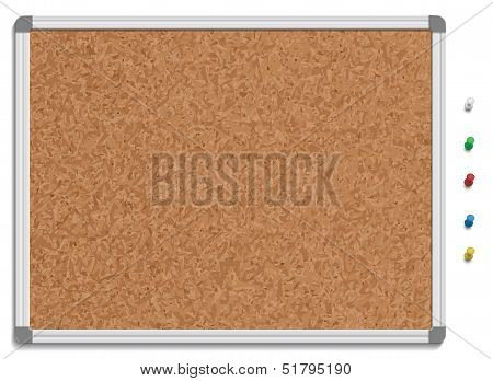 Empty corkboard with colored pins