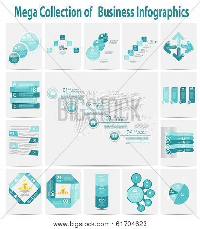 Mega collection infographic template business concept vector ill