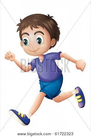 Illustration of a young gentleman running on a white background
