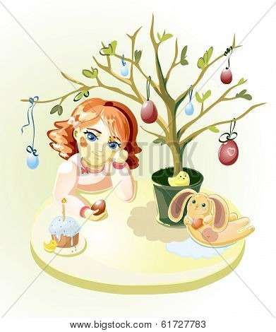 Girl under Easter Tree