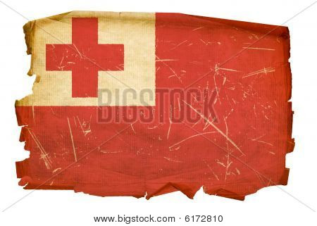 Tonga bandiera vecchia, isolato su sfondo bianco.