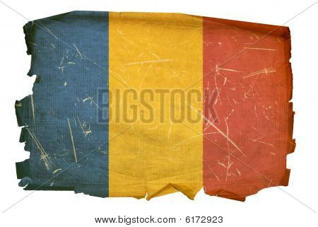 Tchads Flag gamle, isoleret på hvid baggrund.