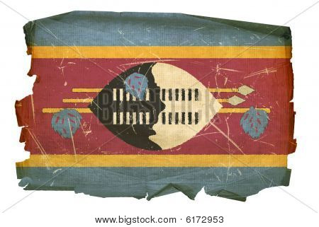 Swazilands flagga gamla, isolerad på vit bakgrund