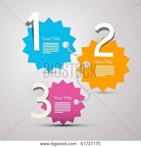 One, two, three, - vector progress steps for tutorial - infographics