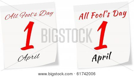 Calendar Page With Date Of All Fool's Day On 1 St April 2014