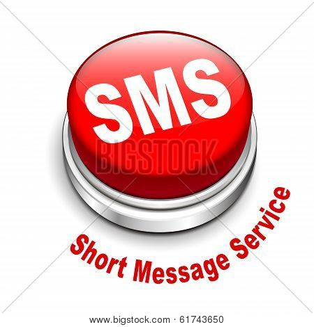 3D Illustration Of Sms ( Short Message Service ) Button