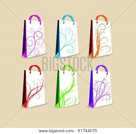 Shopping bags with flower pattern