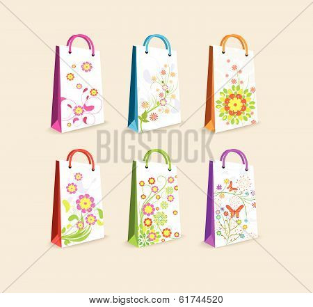 Shopping bags with flower pattern