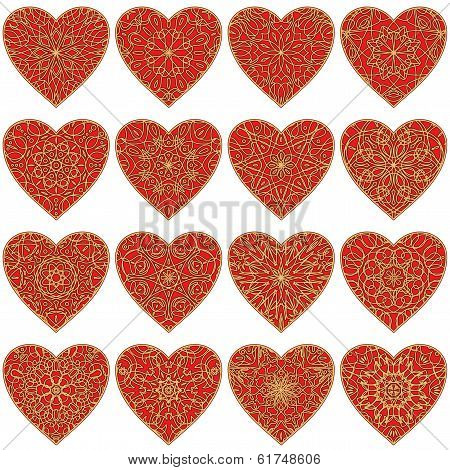Valentine heart with patterns, set