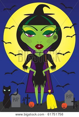 Halloween Witch Vector Illustration