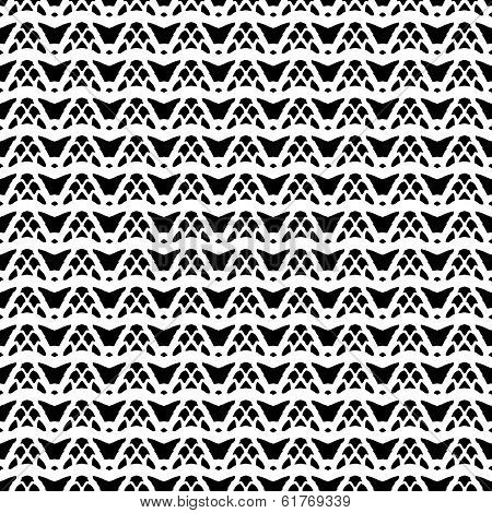 Lace white seamless mesh pattern on black background.