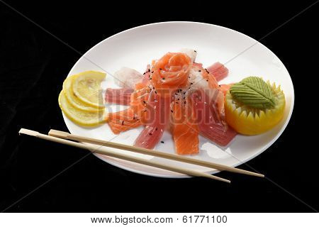 Nigiri salmon and tuna sushi salad.japanese food.