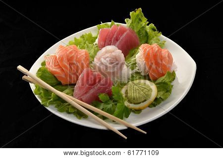 Nigiri salmon and tuna sushi salad.japanese food.