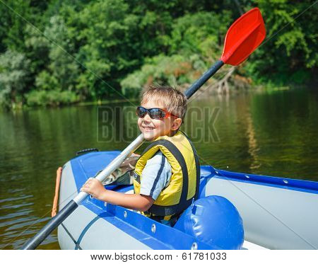 Boy kayaking