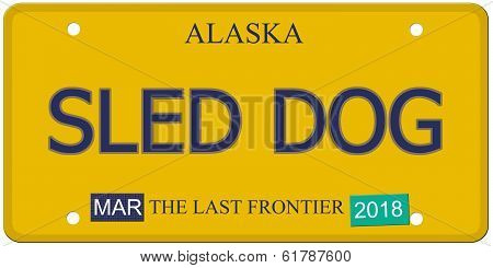Sled Dog Alaska License Plate