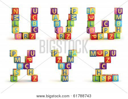 Alphabet on a baby cubes letters