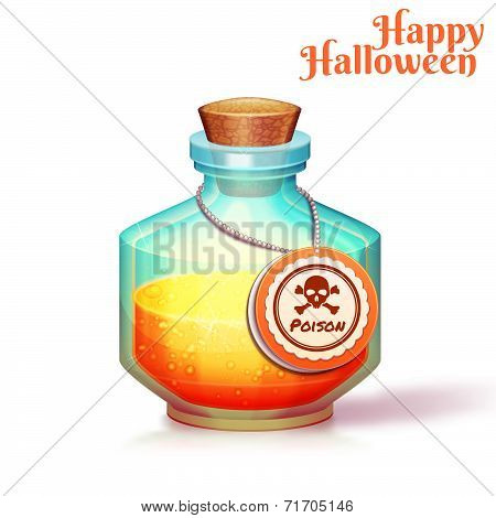 Vector illustration of glass flask with poison