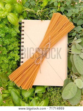 Recipe Book, Fresh Herbs And Spaghetti