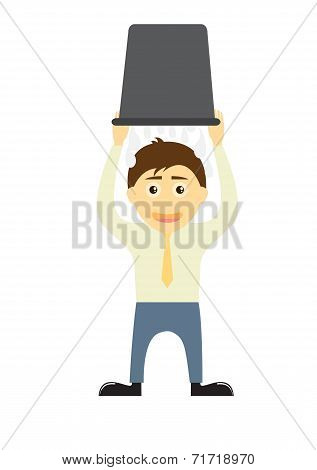 Man throwing ice water on himself