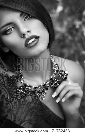 Beautiful woman in spring flowers