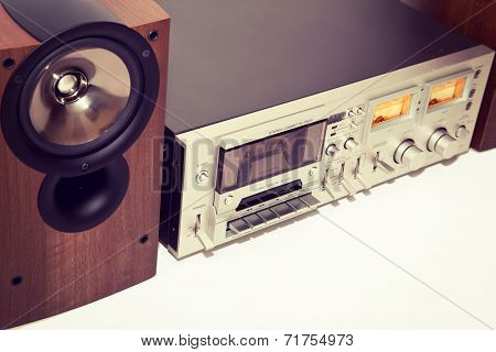 Vintage cassette stereo tape deck recorder 